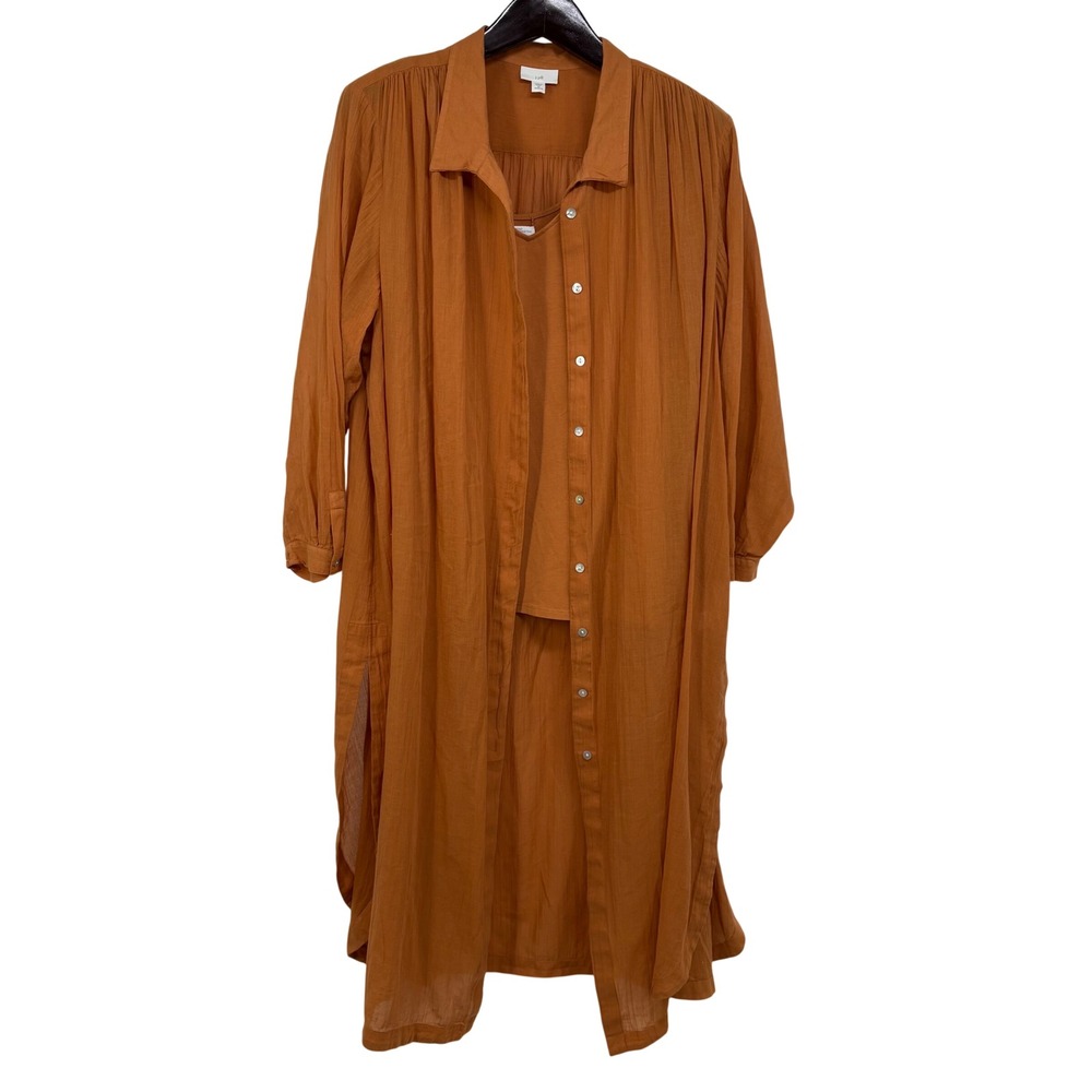 J. Jill Terracotta Cotton Gauze Shirt Dress & Camisole Set 2X Plus Size Duster